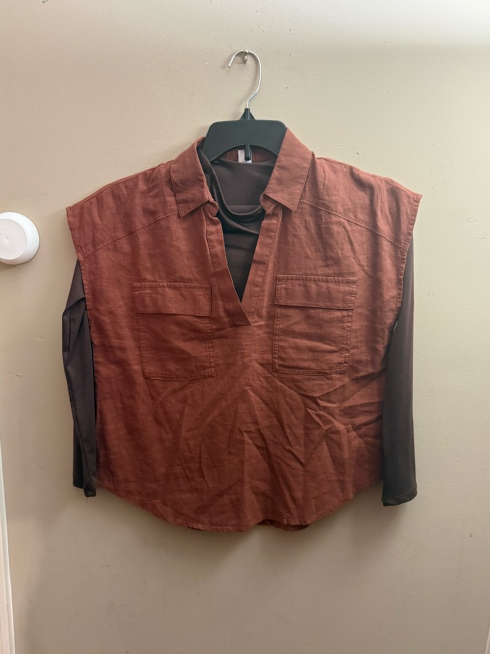 Old Navy Brown Sleeveless Utility Shirt Jacket